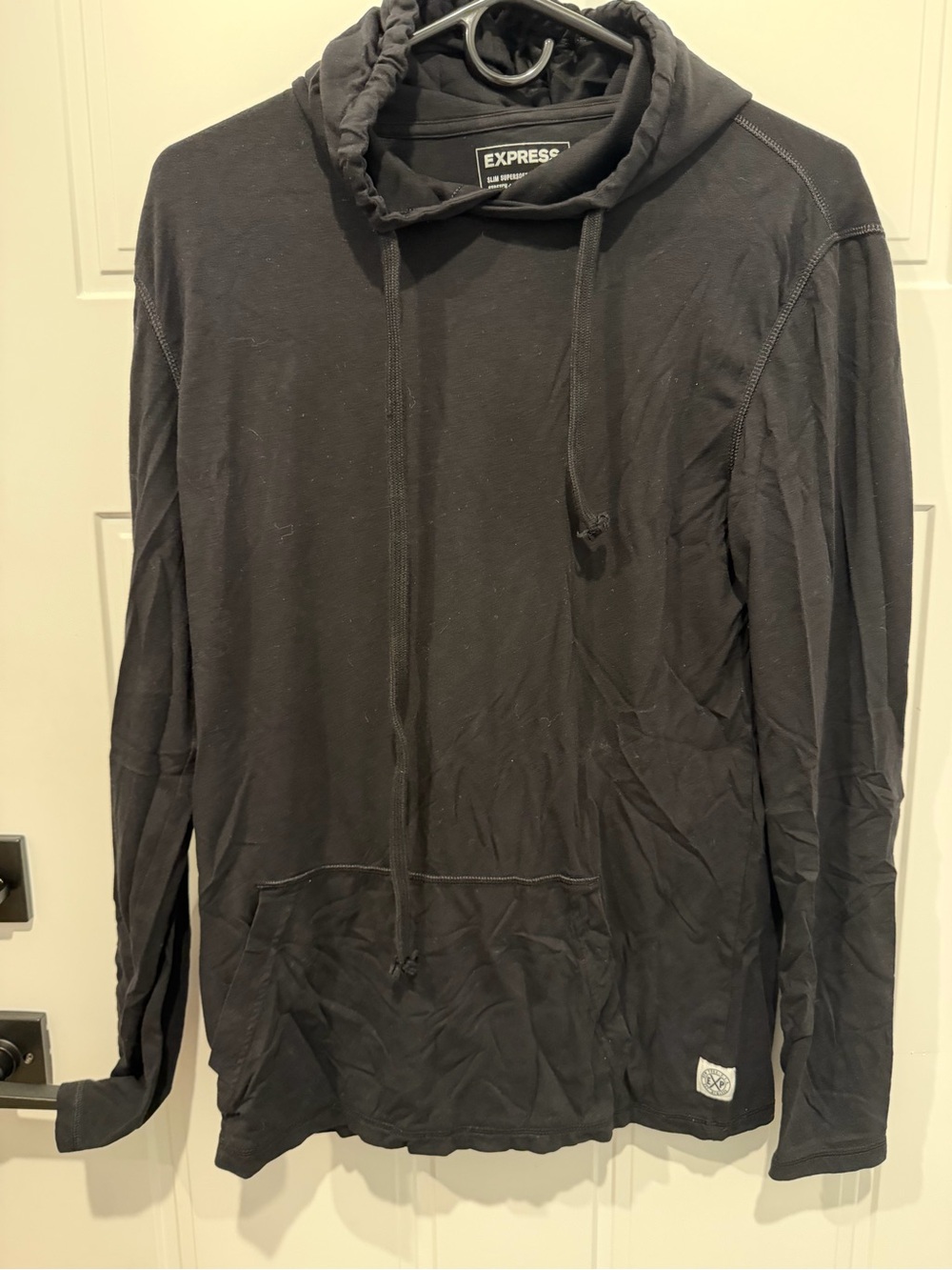 Express Men’s Black Lightweight Hooded Long Sleeve Shirt